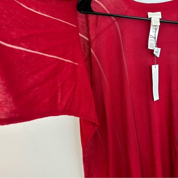 NWT Chico's Red Shadow Stripe Ruana Shawl/Covering Long Cardigan Sweater O/S - Picture 5 of 13